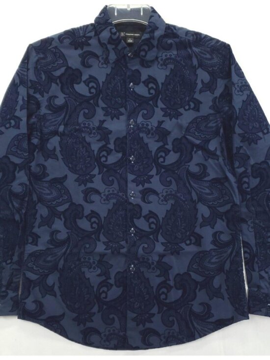 INC International Concepts Other - INC International Concepts Shirt Mens S Blue Raised Velvet Velour Paisley Design